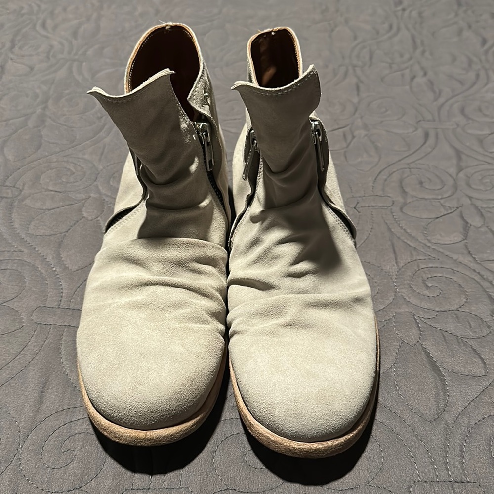 SHOTO Double Zip Napa Bianco Handcrafted Leather Boot Size 37 EUC